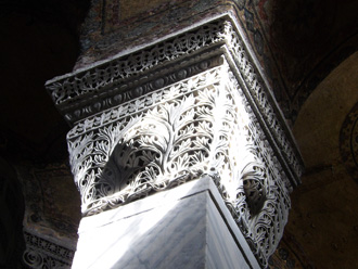 Column with lace carving (Photo by Eric Hadley-Ives)